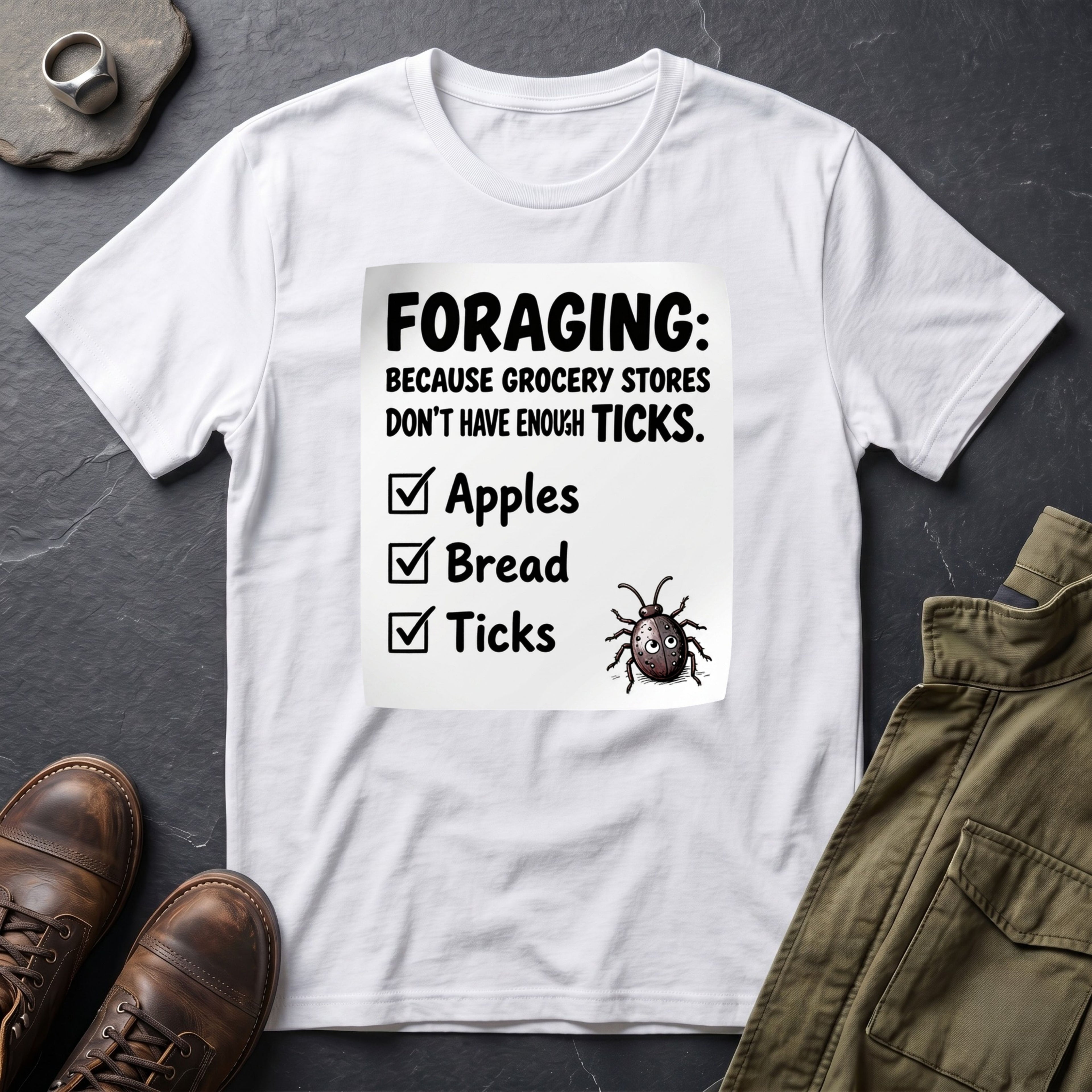 Foraging: Because Grocery Stores Don’t Have Enough Ticks™ T-Shirt