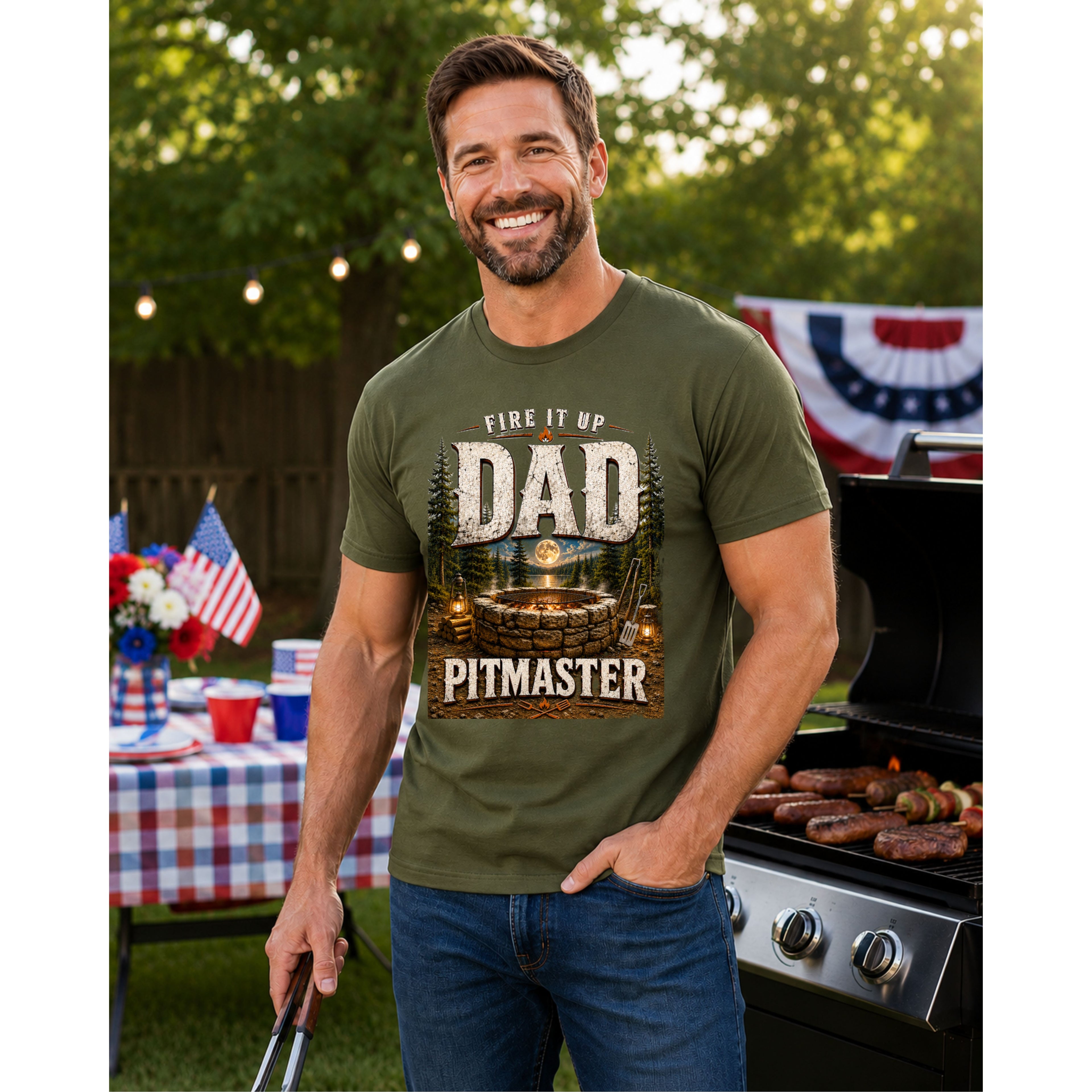 Fire It Up Dad™ Pitmaster Graphic T-Shirt