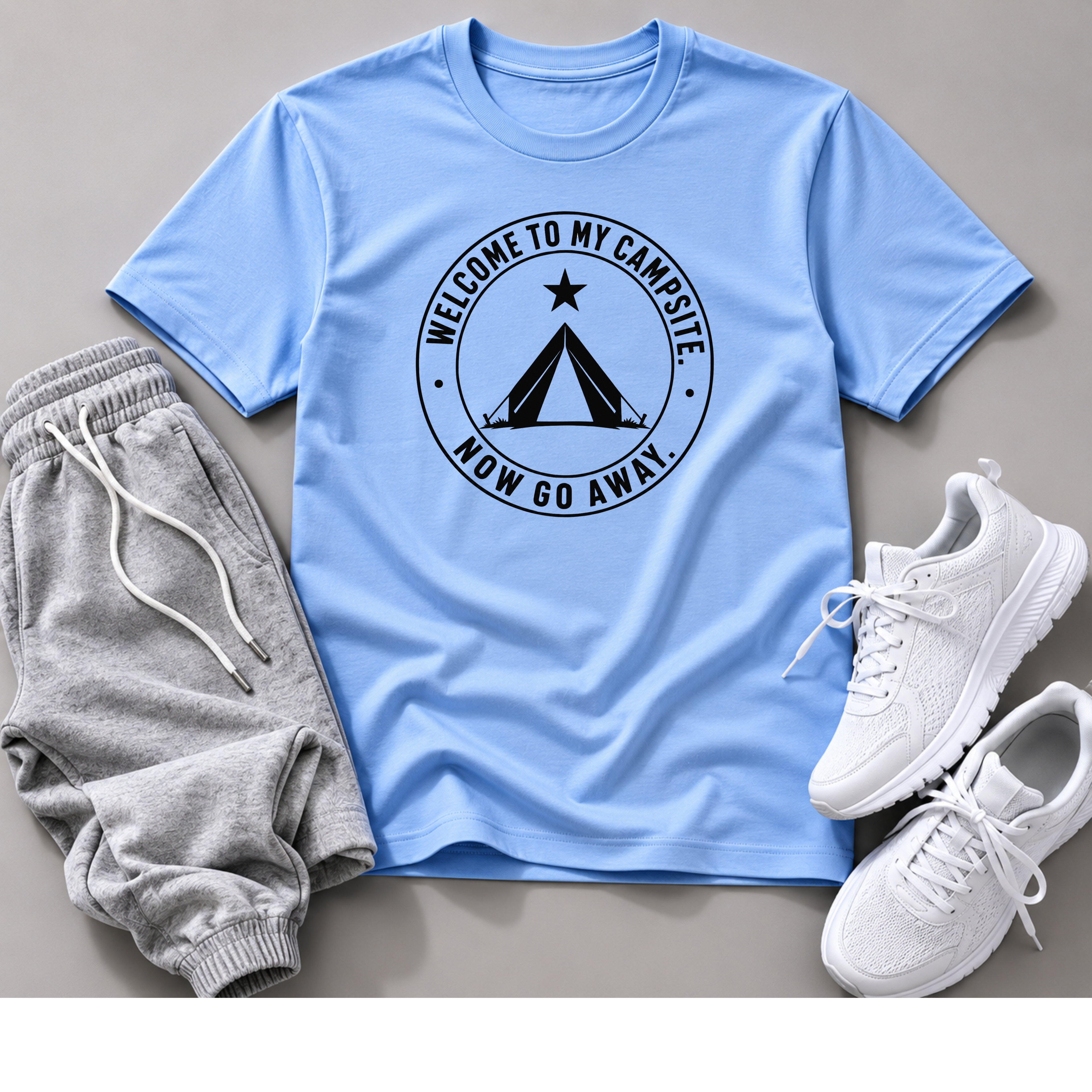 Welcome To My Campsite. Now Go Away.™ Minimalist Camping T-Shirt
