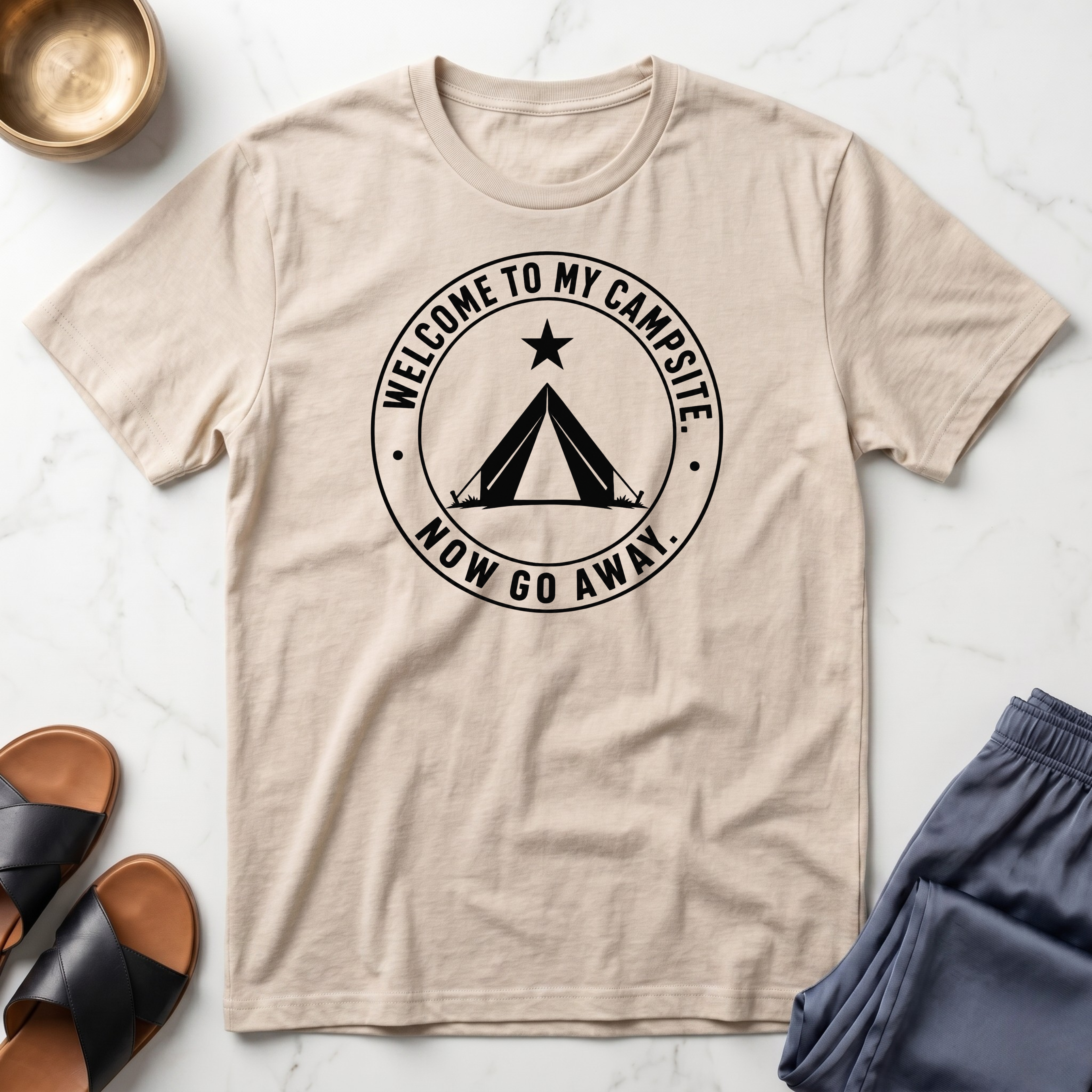 Welcome To My Campsite. Now Go Away.™ Minimalist Camping T-Shirt