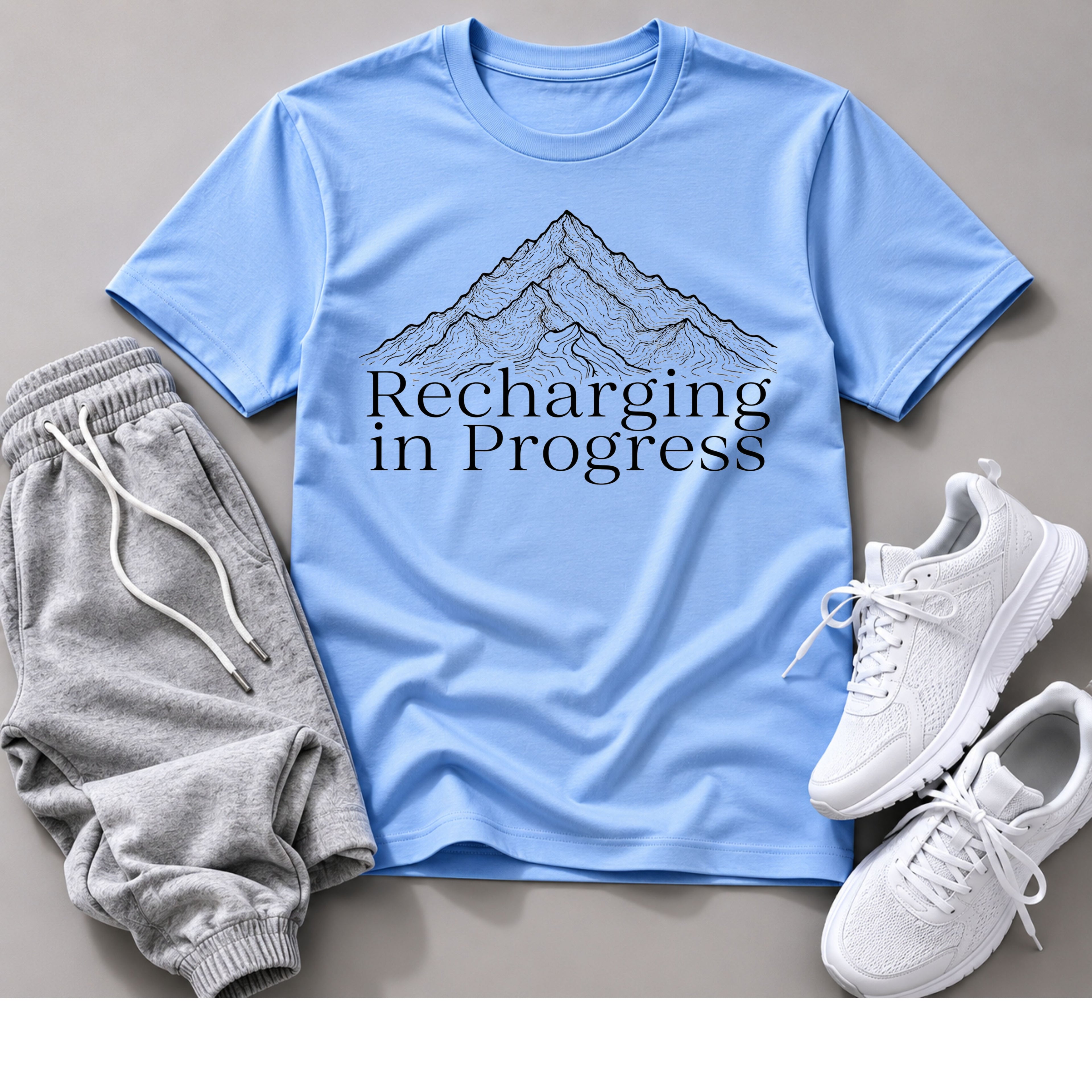 Recharging In Progress™ Minimalist Mountain Graphic T-Shirt