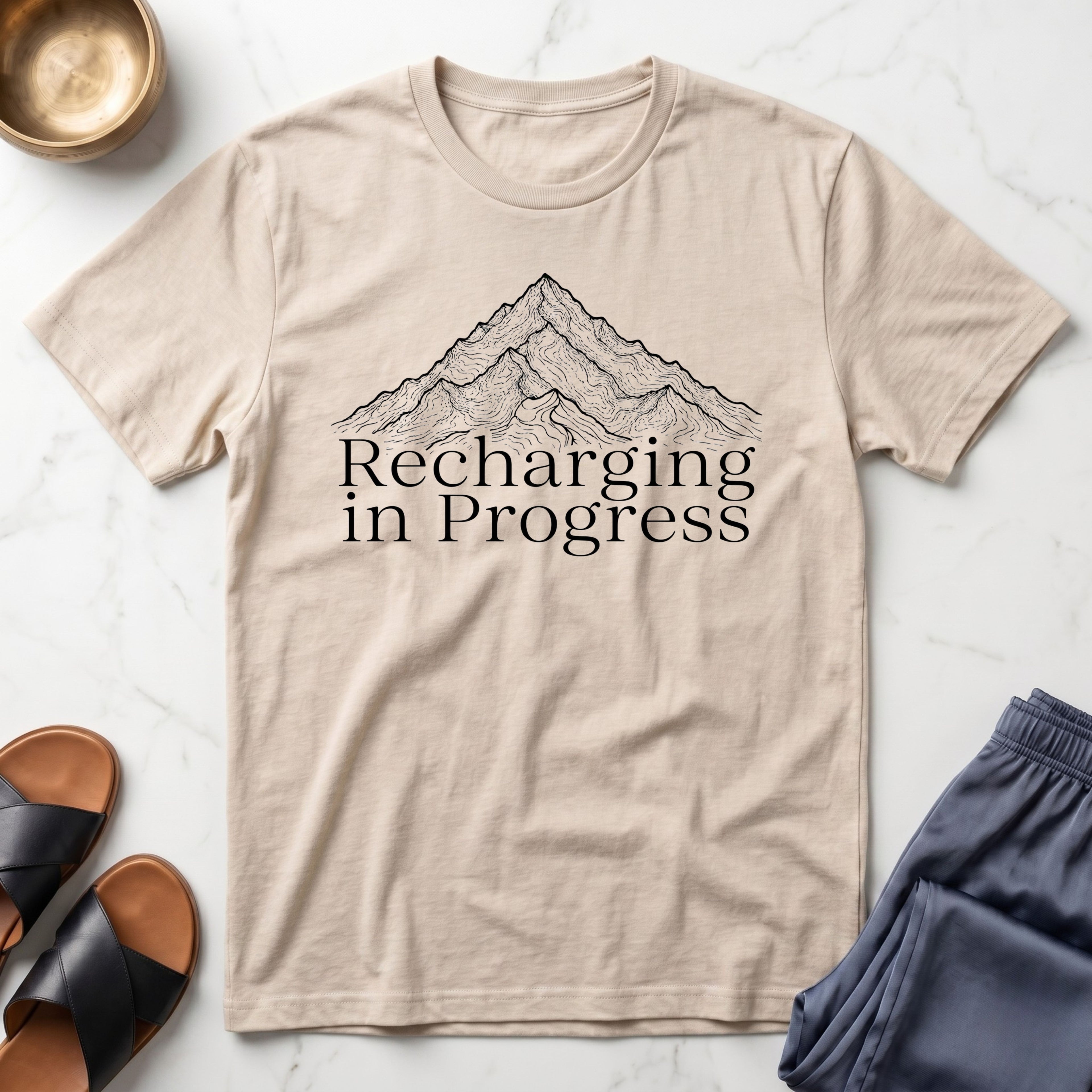 Recharging In Progress™ Minimalist Mountain Graphic T-Shirt